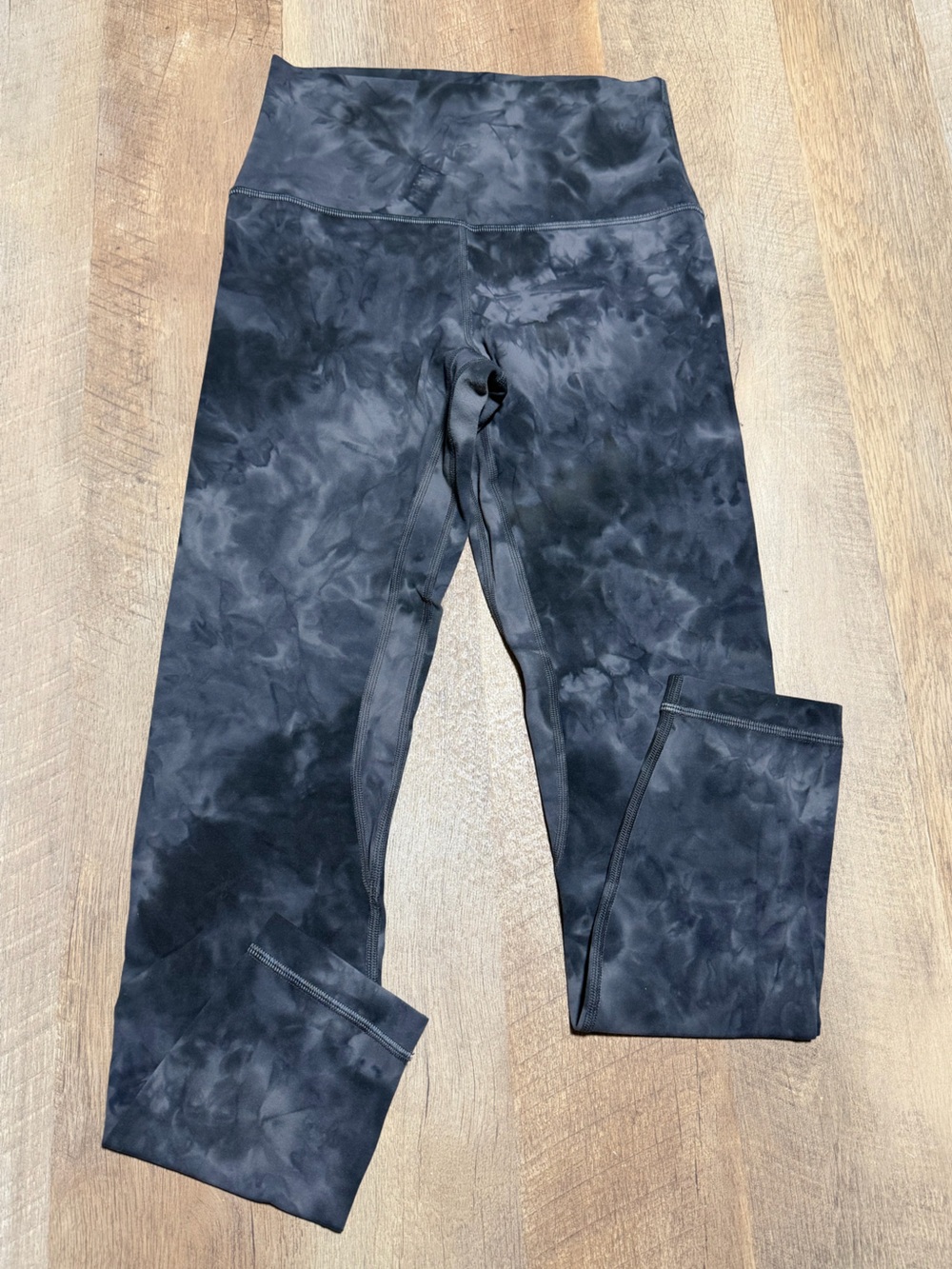 Lululemon Black Gray Tie Dye High Rise Leggings Hidden Pocket | Size 4